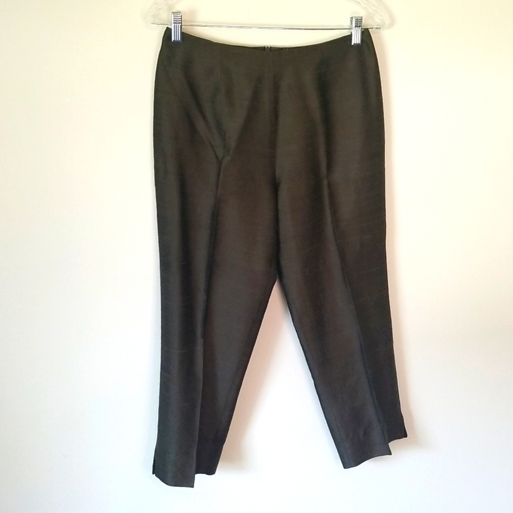 Charlotte Kellogg Green Silk Capri Pants Size 6